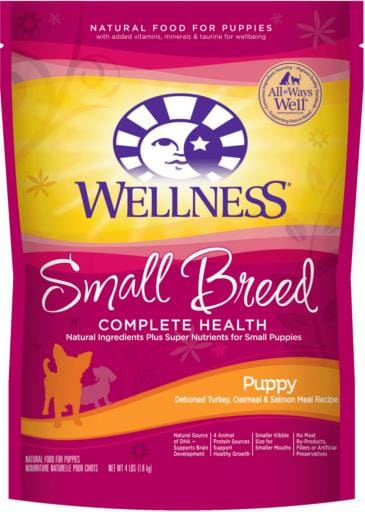 Wellness Complete Health Natural Small Breed Puppy Healthy Weight Turkey, Oatmeal and Salmon Meal Recipe Dry Dog Food