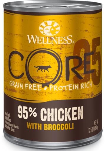 Wellness Core 95% Grain-Free High-Protein Chicken and Broccoli Canned Dog Food - 12.5 Oz - Case of 12