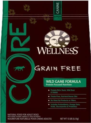 Wellness CORE Grain Free Natural Wild Game Duck, Turkey, Wild Boar and Rabbit Recipe Dry Dog Food