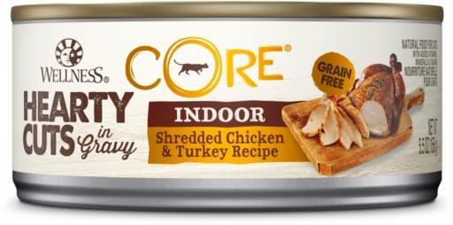 Wellness CORE Natural Grain Free Hearty Cuts Indoor Chicken and Turkey Canned Cat Food