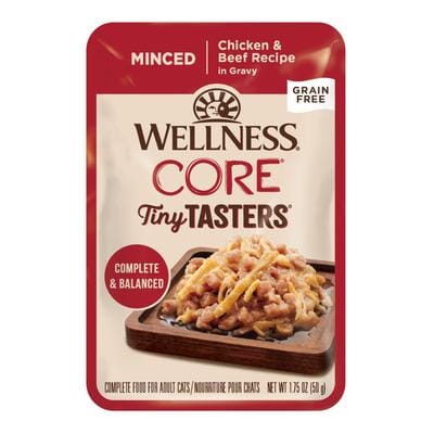 Wellness Core Tiny Tasters Grain-Free Chicken and Beef in Gravy Adult Wet Cat Food Pouch - 1.75 Oz - Case of 12