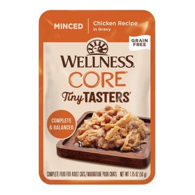 Wellness Core Tiny Tasters Grain-Free Minced Chicken in Gravy Adult Wet Cat Food Pouch - 1.75 Oz - Case of 12