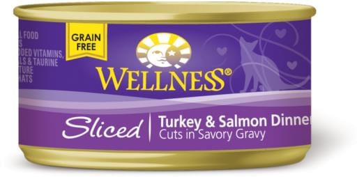Wellness Grain Free Natural Sliced Turkey and Salmon Dinner Wet Canned Cat Food