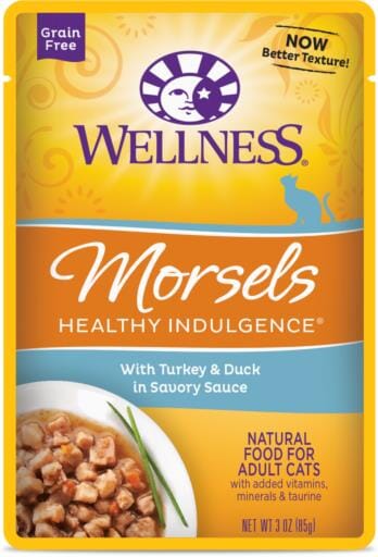Wellness Healthy Indulgence Natural Grain Free Morsels with Turkey and Duck in Savory Sauce Cat Food Pouch
