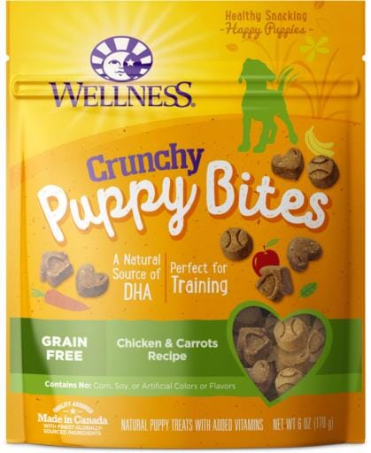 Wellness Natural Grain Free Crunchy Puppy Bites Chicken and Carrots Recipe Dog Treats