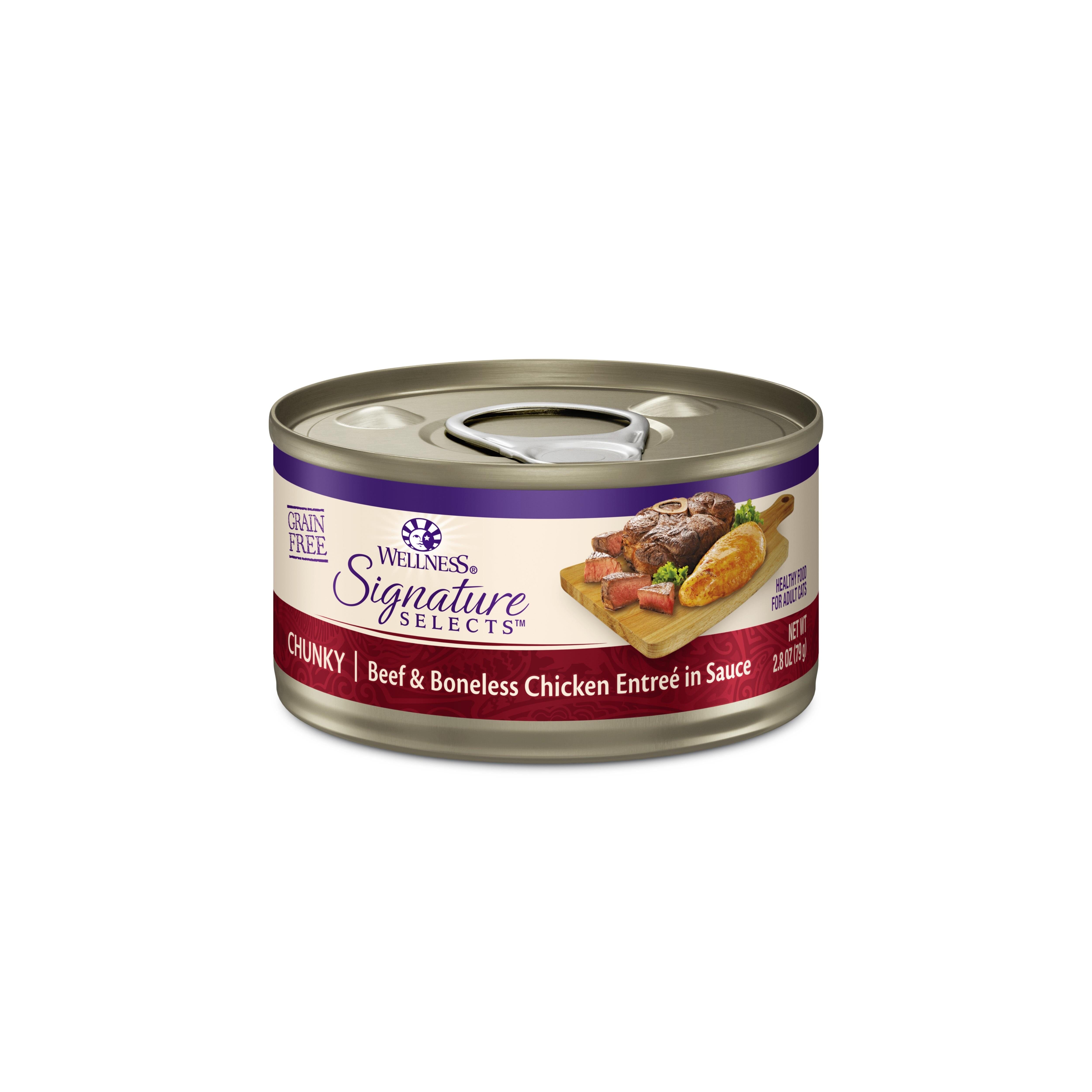Wellness Signature Selects Grain Free Natural Beef and White Meat Chicken Entree in Sauce Wet Canned Cat Food