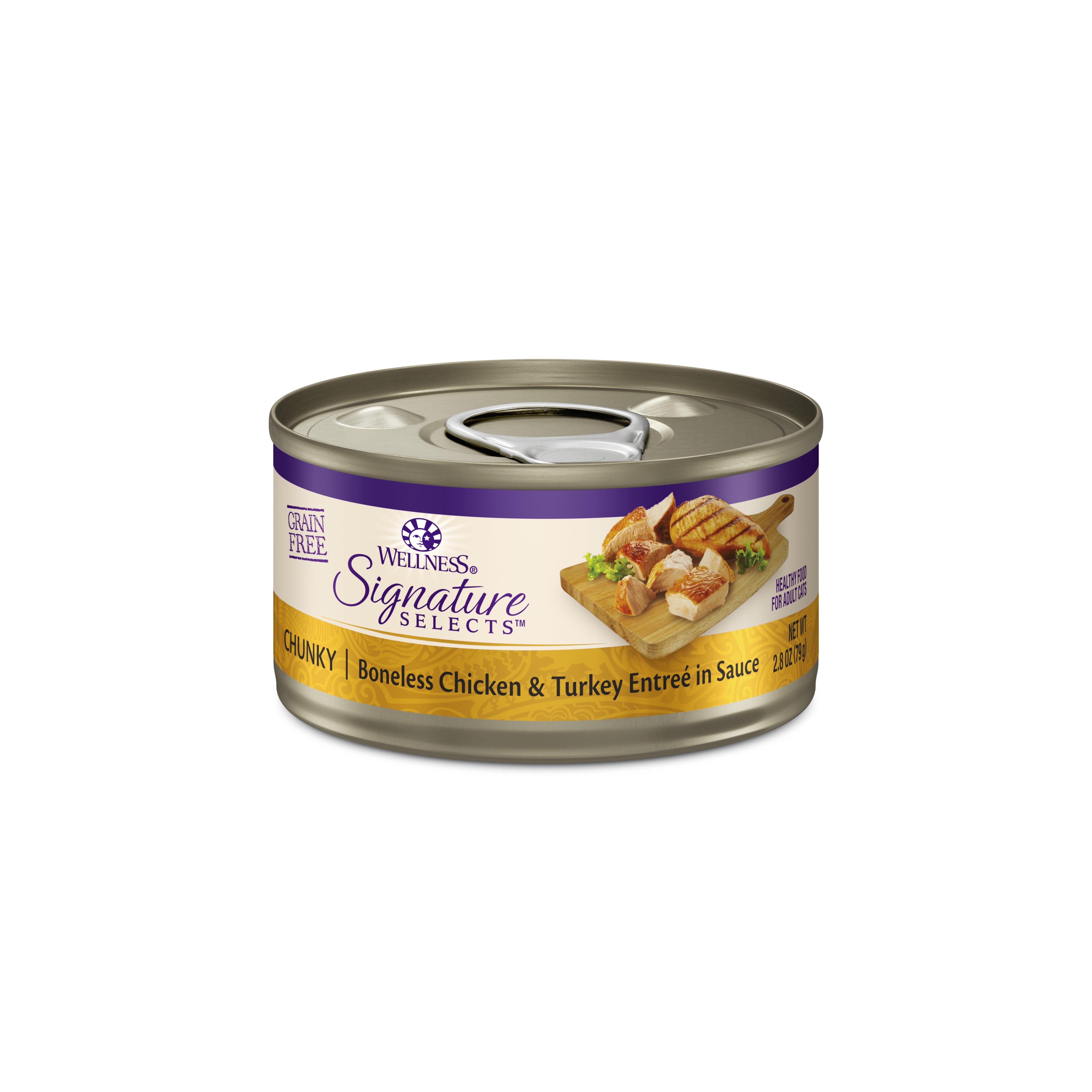 Wellness Signature Selects Grain Free Natural Shredded White Meat Chicken and Turkey Entree in Sauce Wet Canned Cat Food