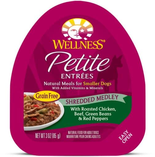 Wellness Small Breed Natural Petite Entrees Shredded Medley with Roasted Chicken, Beef, Green Beans and Red Peppers Dog Food Tray