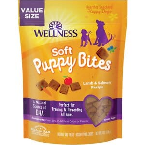 Wellness Soft Puppy Bites Lamb and Salmon Soft and Chewy Dog Treats - 8 Oz - Case of 8