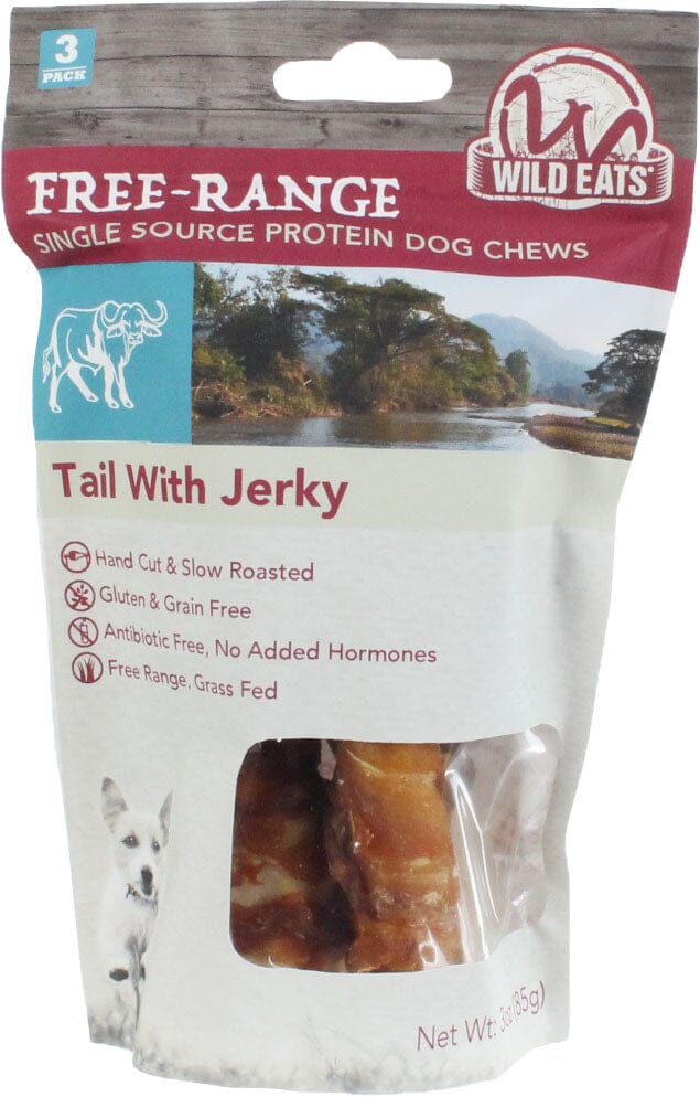 Wild Eats Tail With Jerky Dog Treats - Buffalo - 6 In - 3 Pack