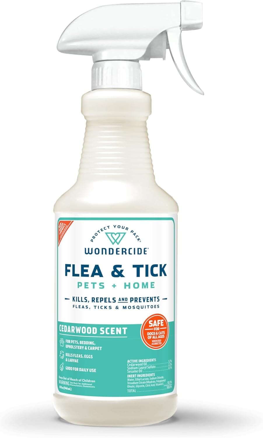 Wondercide Mosquito Flea and Tick Spray for Pets and Home - Cedarwood - 16 oz Bottle