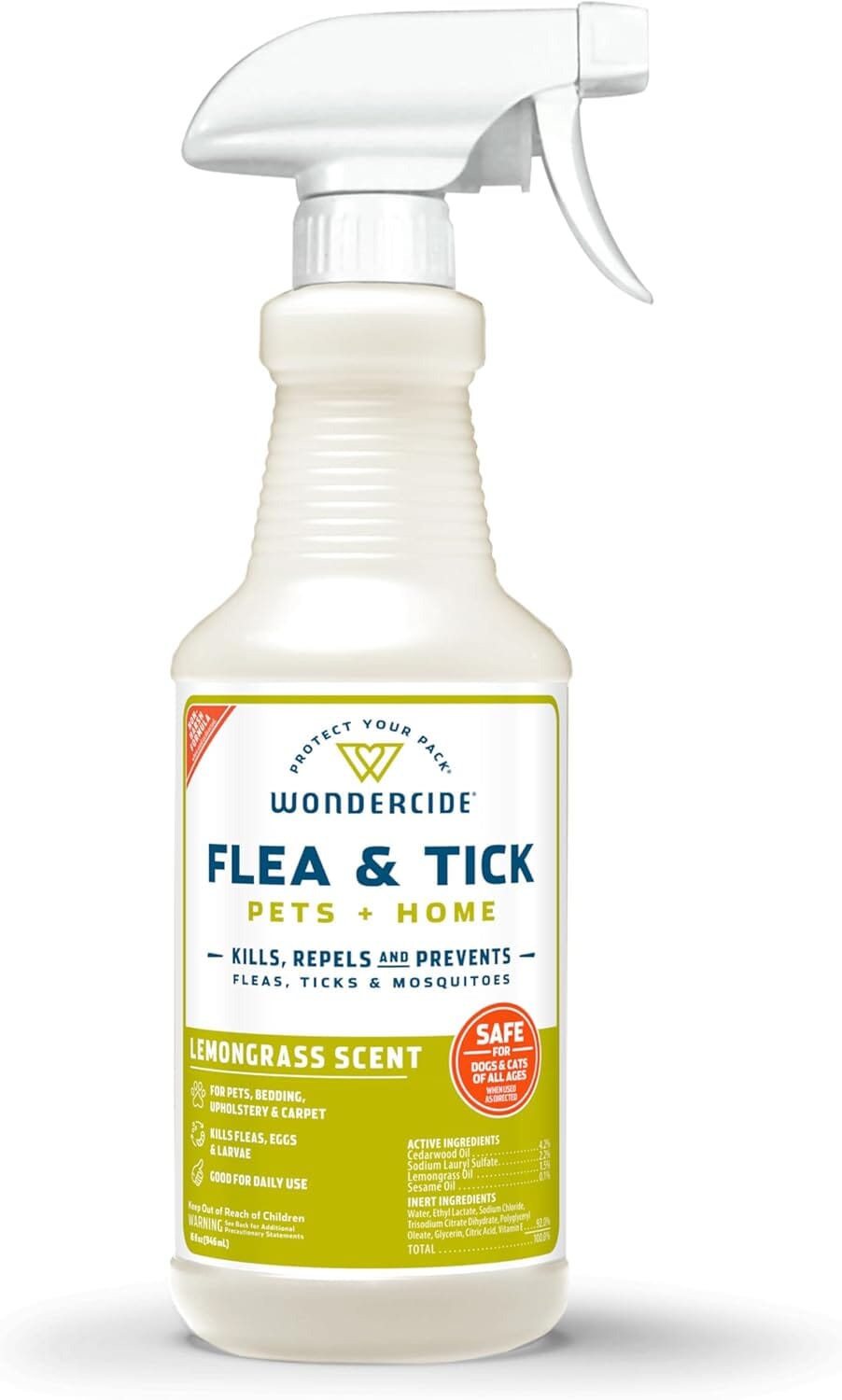 Wondercide Mosquito Flea and Tick Spray for Pets and Home - Lemongrass - 16 oz Bottle
