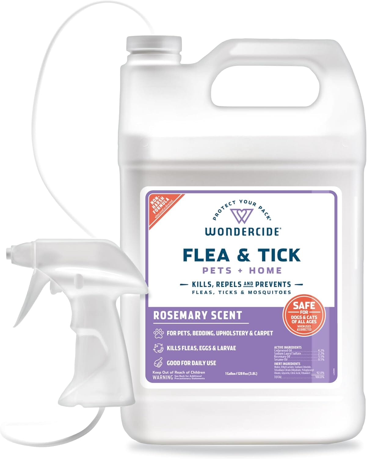 Wondercide Mosquito Flea and Tick Spray for Pets and Home - Rosemary - 128 oz Bottle