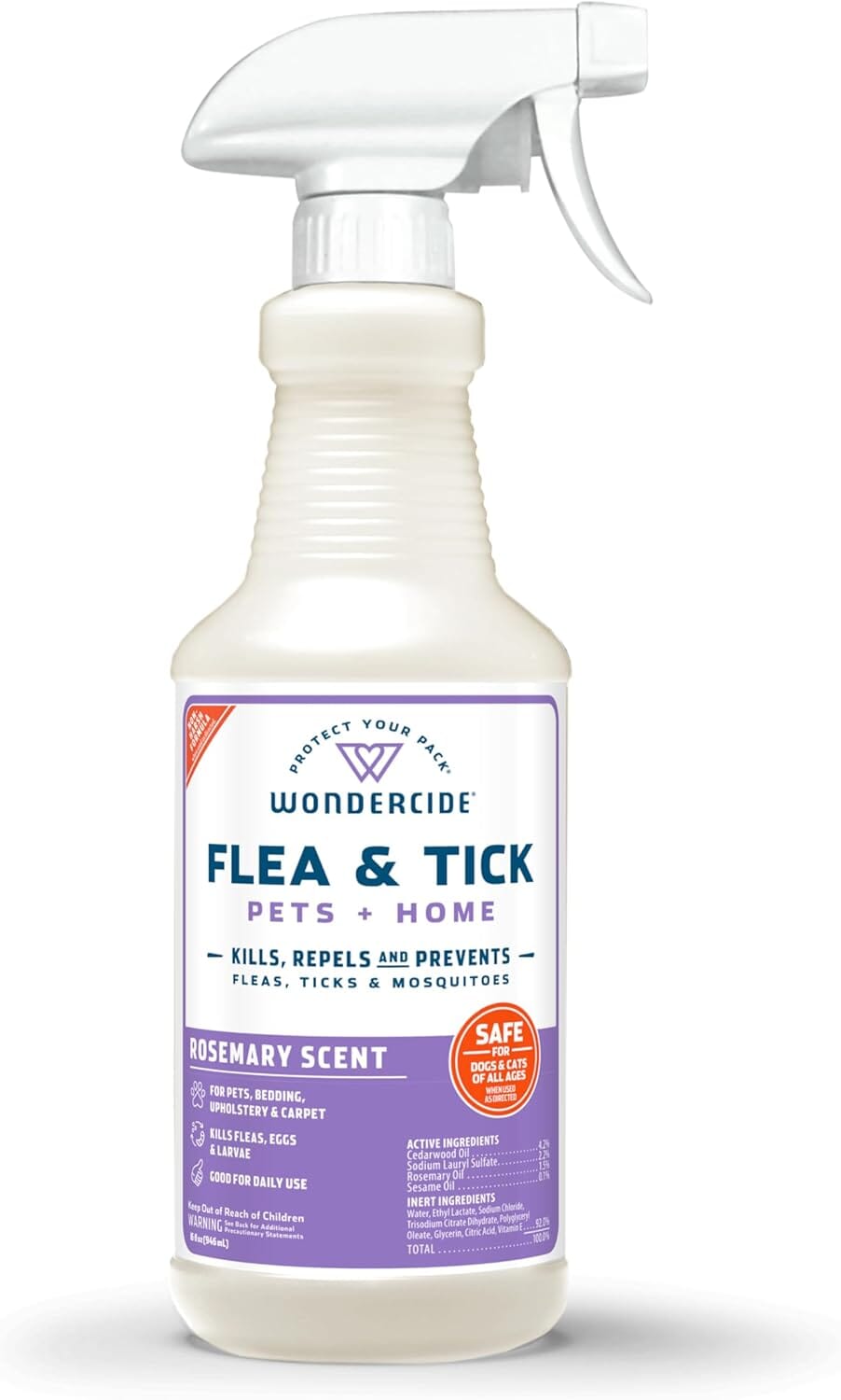 Wondercide Mosquito Flea and Tick Spray for Pets and Home - Rosemary - 16 oz Bottle