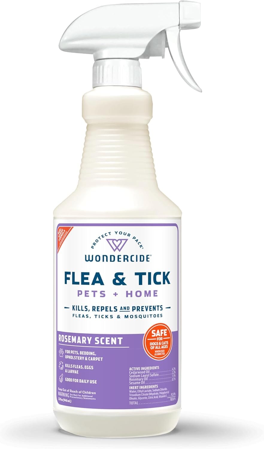 Wondercide Mosquito Flea and Tick Spray for Pets and Home - Rosemary - 32 oz Bottle