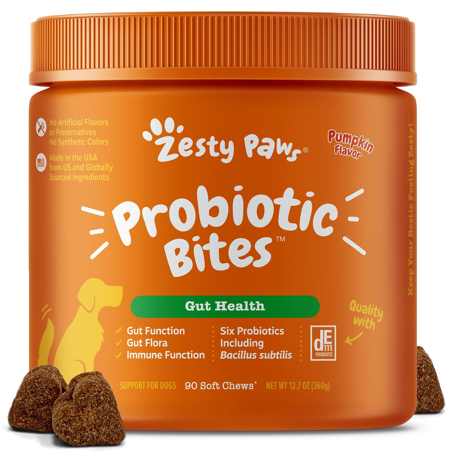 Zesty Paws Probiotic Bites with Digestive Enzymes Pumpkin Soft Chews for Dogs