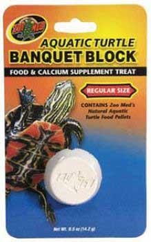 Zoo Med Laboratories Aquatic Turtle Banquet Block Food & Calcium Supplement Treats Regular