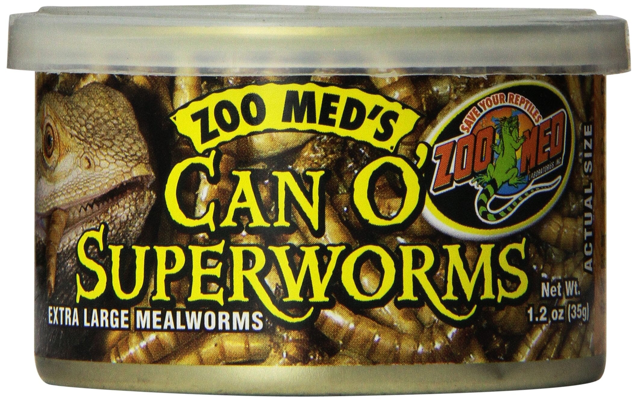 Zoo Med Laboratories Can O’ Superworms for Large Lizards, Asian & American Box Turtles, or Aquatic Turtles - 1.2 Oz