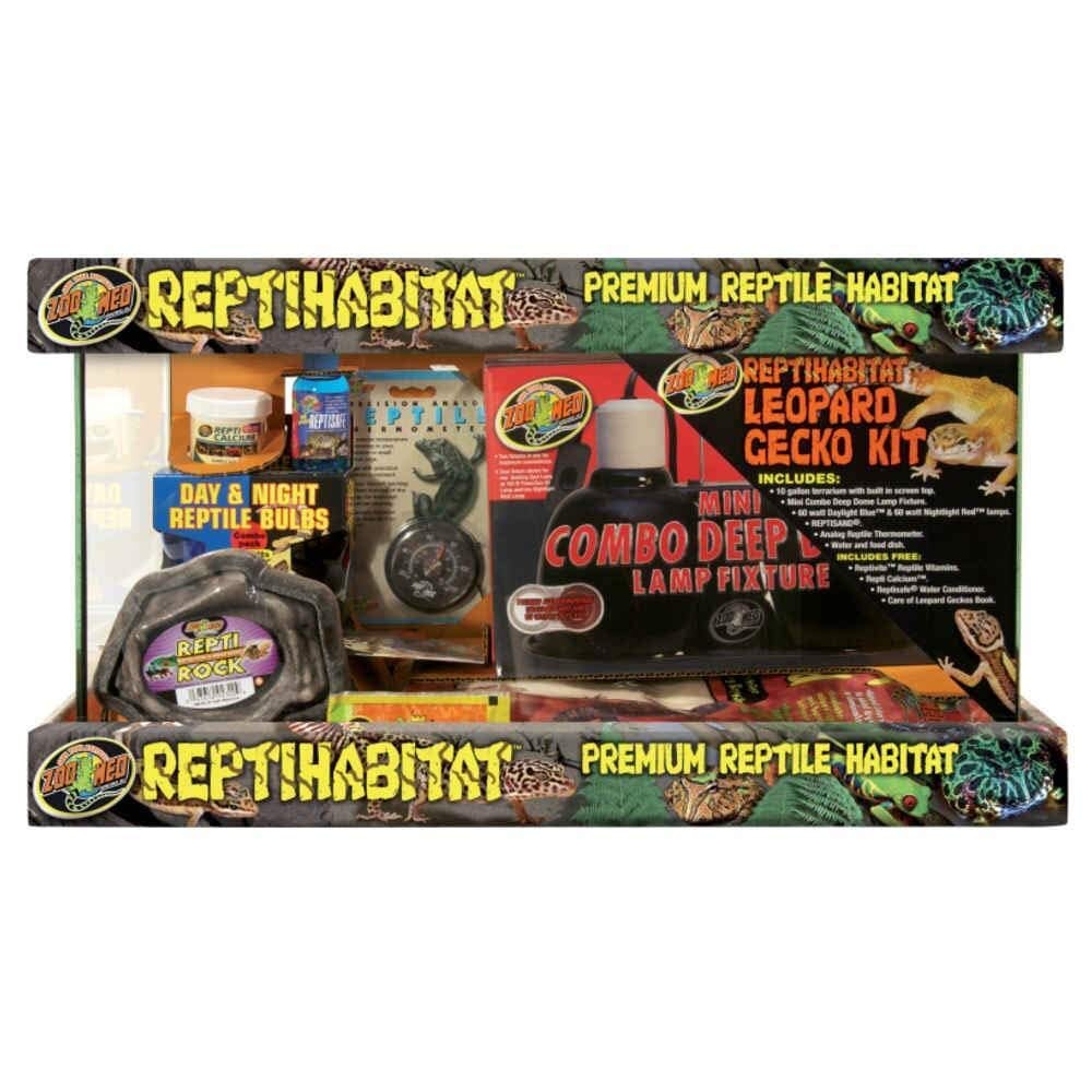 Zoo Med Laboratories ReptiHabitat Leopard Gecko Tank and Starter Kit - 10 Gallon