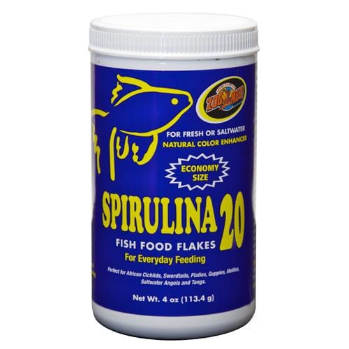 Zoo Med Laboratories Spirulina 20 Flakes Freshwater and Saltwater Fish Food - 4 Oz