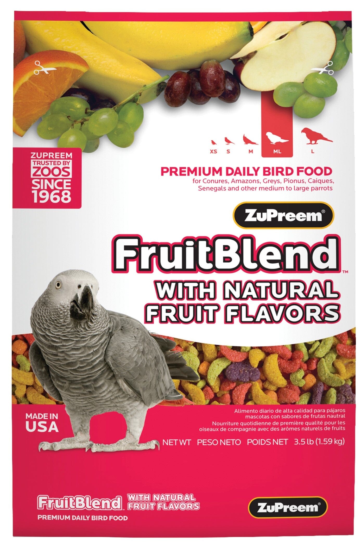 Zupreem Fruitblend Flavor Parrots/Conures Food Parrot Bird Food - 3.5 Lbs