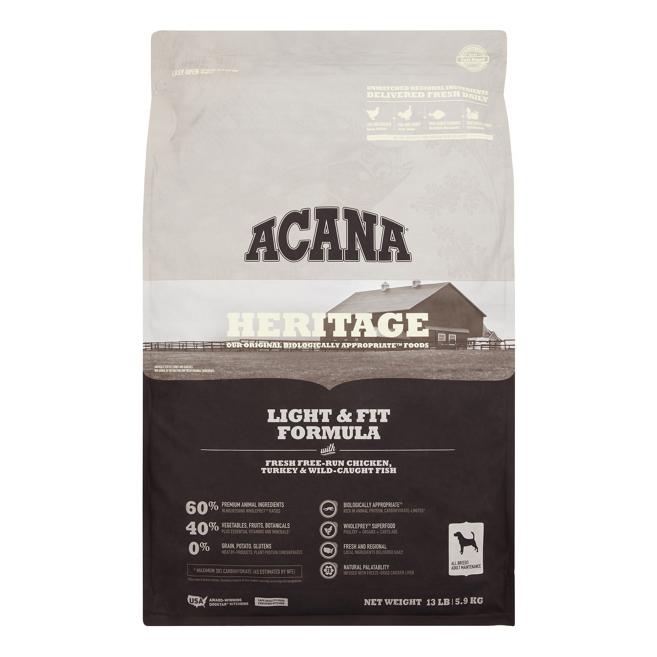 Acana 'Kentucky Dogstar Chicken' Light & Fit Dry Dog Food - 13 lb Bag