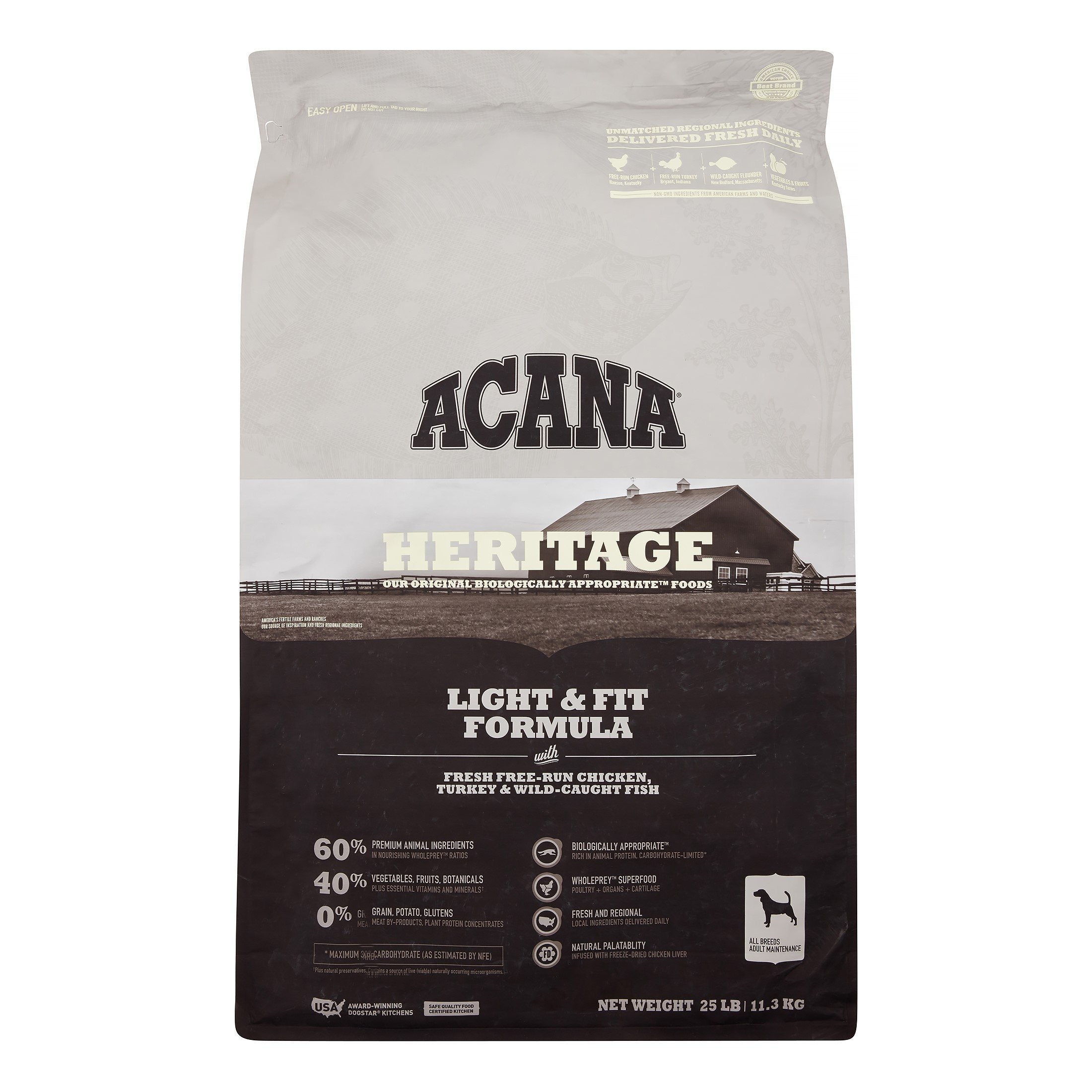 Acana 'Kentucky Dogstar Chicken' Light & Fit Dry Dog Food - 25 lb Bag
