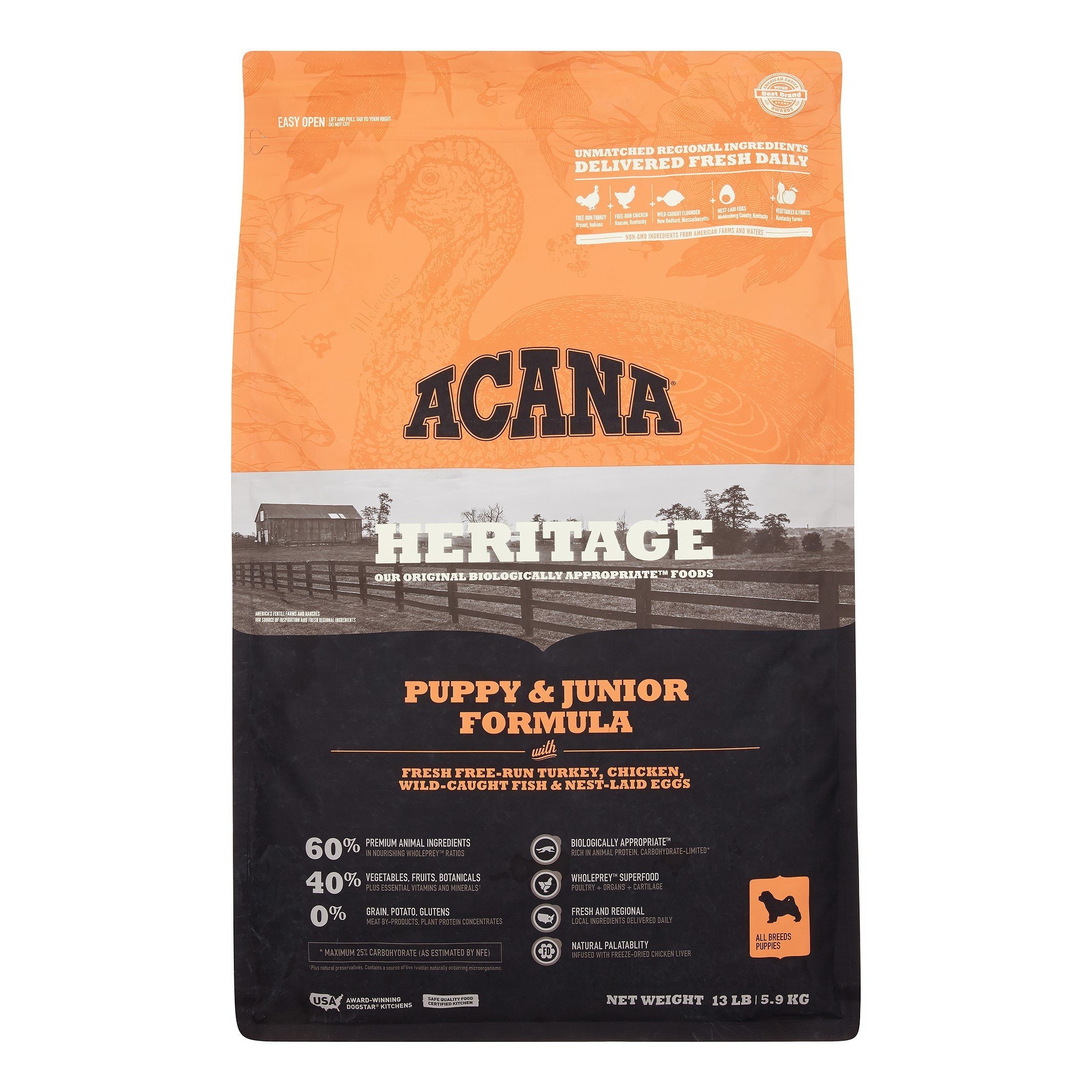 Acana 'Kentucky Dogstar Chicken' Puppy & Junior Dry Dog Food - 13 lb Bag