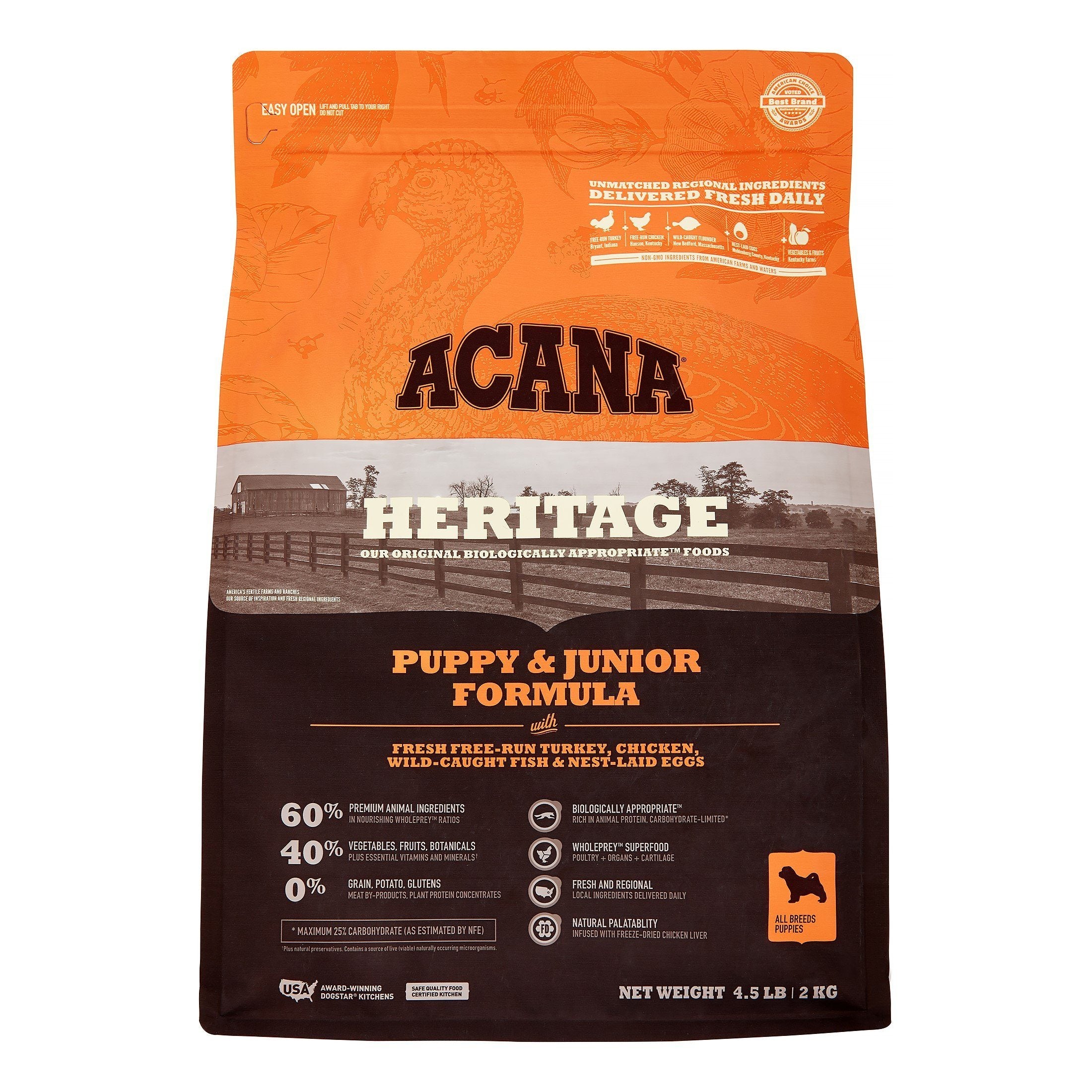 Acana 'Kentucky Dogstar Chicken' Puppy & Junior Dry Dog Food - 4.5 lb Bag