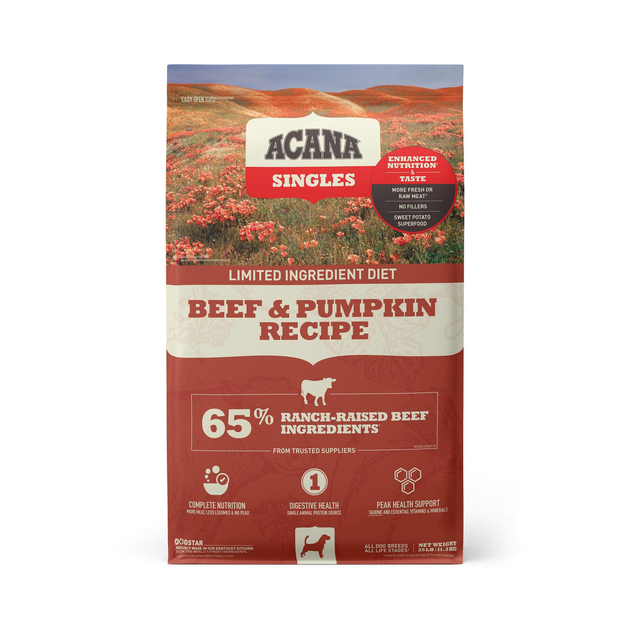 Acana 'Kentucky Dogstar Chicken' Singles Grain-Free Beef & Pumpkin Dry Dog Food - 4.5 lb Bag
