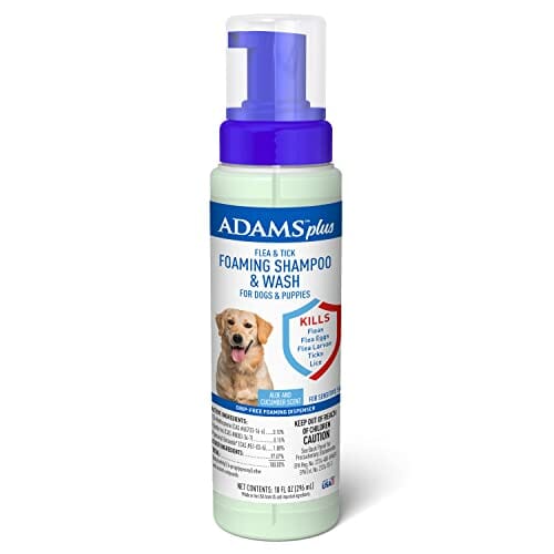 Adams Plus Flea and Tick Foaming Shampoo for Dogs Aloe/Cucumber - 10 Oz