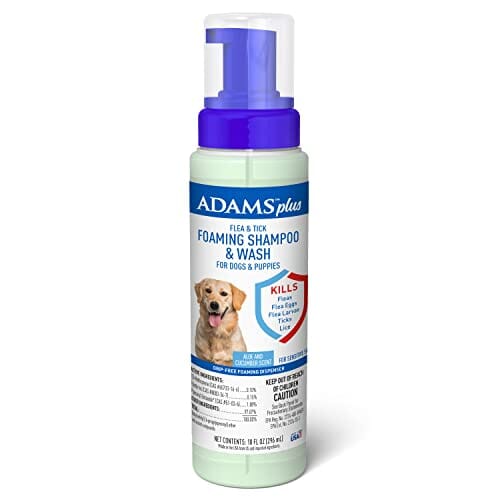 Adams Plus Flea and Tick Foaming Shampoo for Dogs Aloe Cucumber