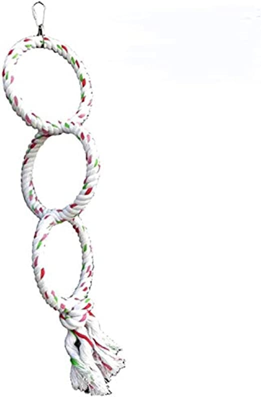 A&E Cage Company Happy Beaks Triple Ring Rope Bird Swing - .55 X 5.12 X 19.69