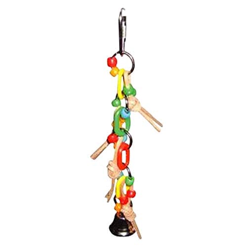 A&E Cage Happy Beaks Plst Chain with Leather & Ball Bird Toy - 2 X 10 In