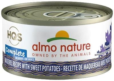 Almo Nature HQS Complete Mackerel with Sweet Potato in Gravy Canned Cat Food - 2.47 oz Cans - Case of 24
