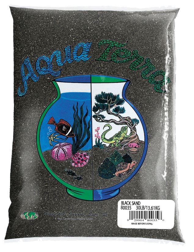 Aqua Terra Aquarium Sand Black - 5 lbs - 6 Count