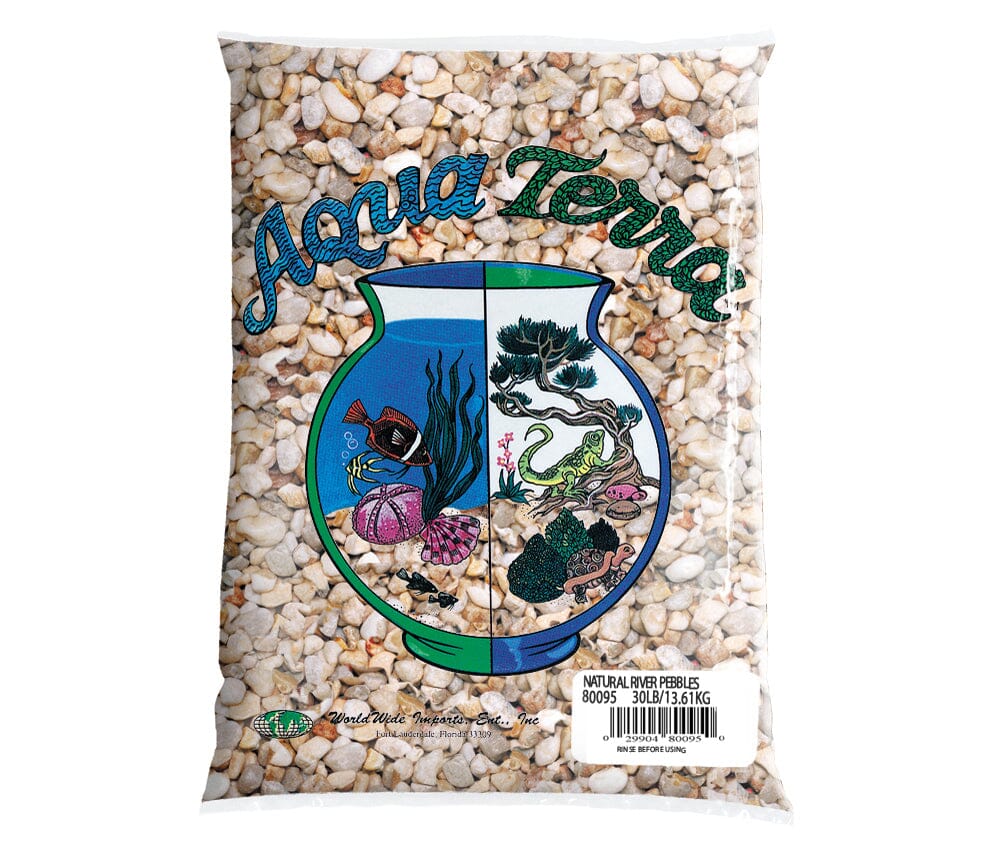 Aqua Terra Premium Fresh Water River Pebbles Aquarium Gravel - 5 lbs - 6 Count