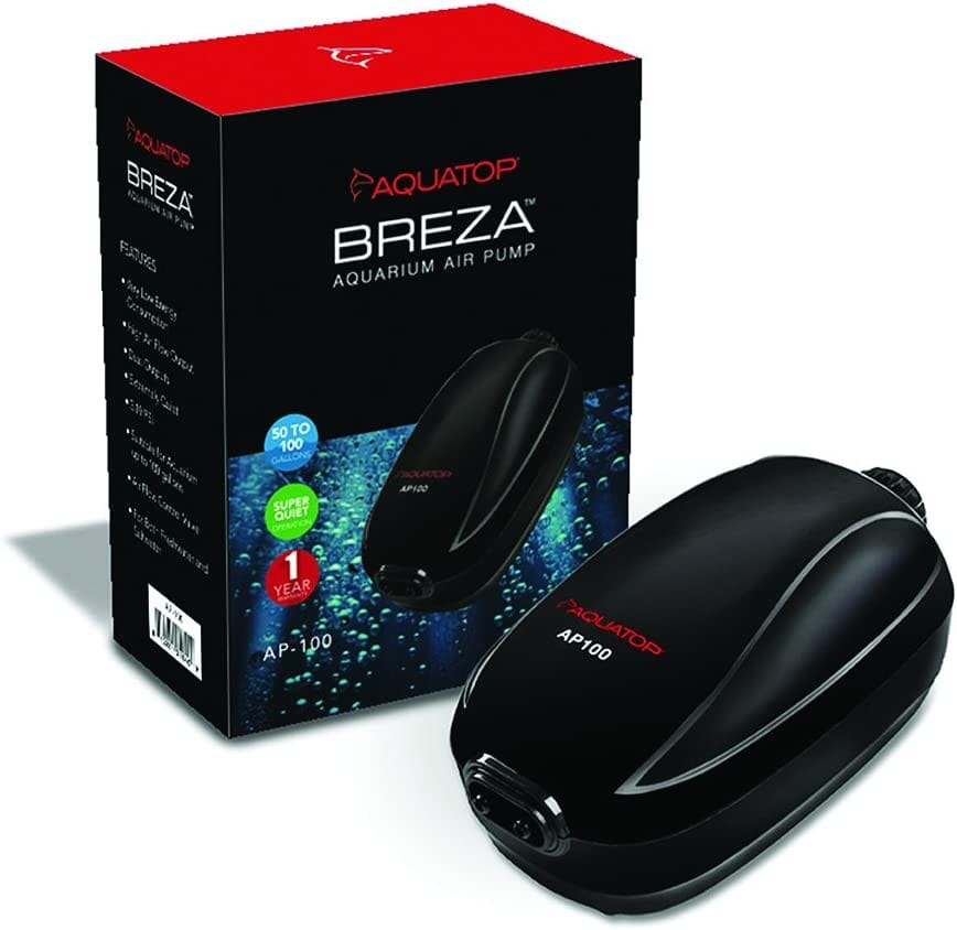 Aquatop Breza Dual Outlet Aquarium Air Pump - Black - 40 - 100 Gal