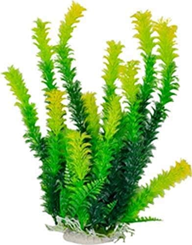 Aquatop Bushy Weighted Plastic Aquarium Plant Decoration - Green - 12 In