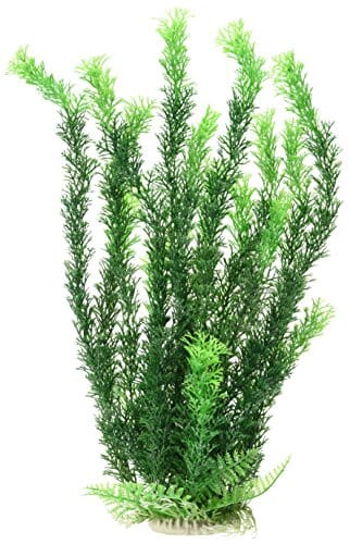 Aquatop Cabomba-Like Weighted Plastic Aquarium Plant Decoration - Green - 16 In