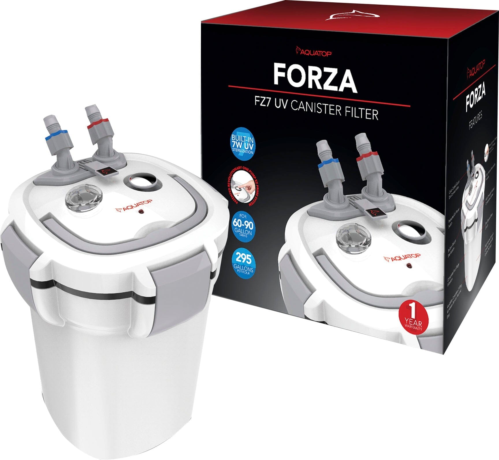 Aquatop Forza Fz7 UV Aquarium Canister Filter with 7W UV Sterilizer - White