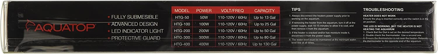 Aquatop Premier Glass Heater with Protective Guard Submersible Fish Tank Heater - 100 Watt