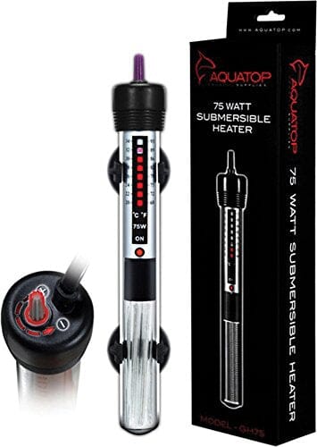 Aquatop Submersible Glass Heater Submersible Fish Tank Heater - 75 Watt