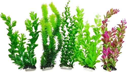 Aquatop Weighted Pack Plastic Aquarium Plant - Green - 13 In - 5 Pack