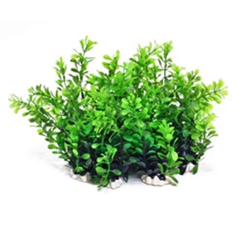 Aquatop Weighted Pack Plastic Aquarium Plant - Green - 6 In - 12 Pack