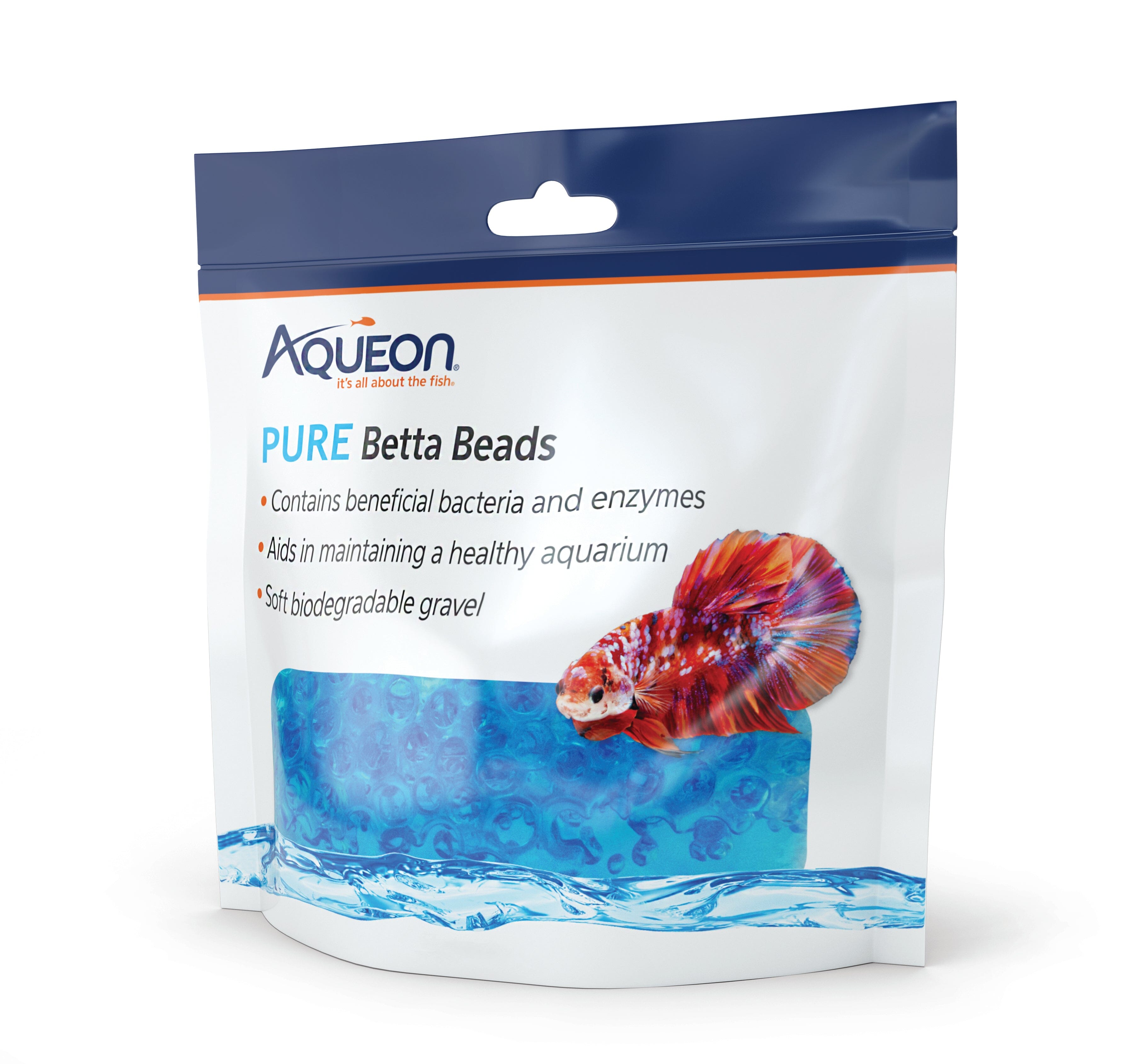 Aqueon Betta Beads - Blue - One Pouch