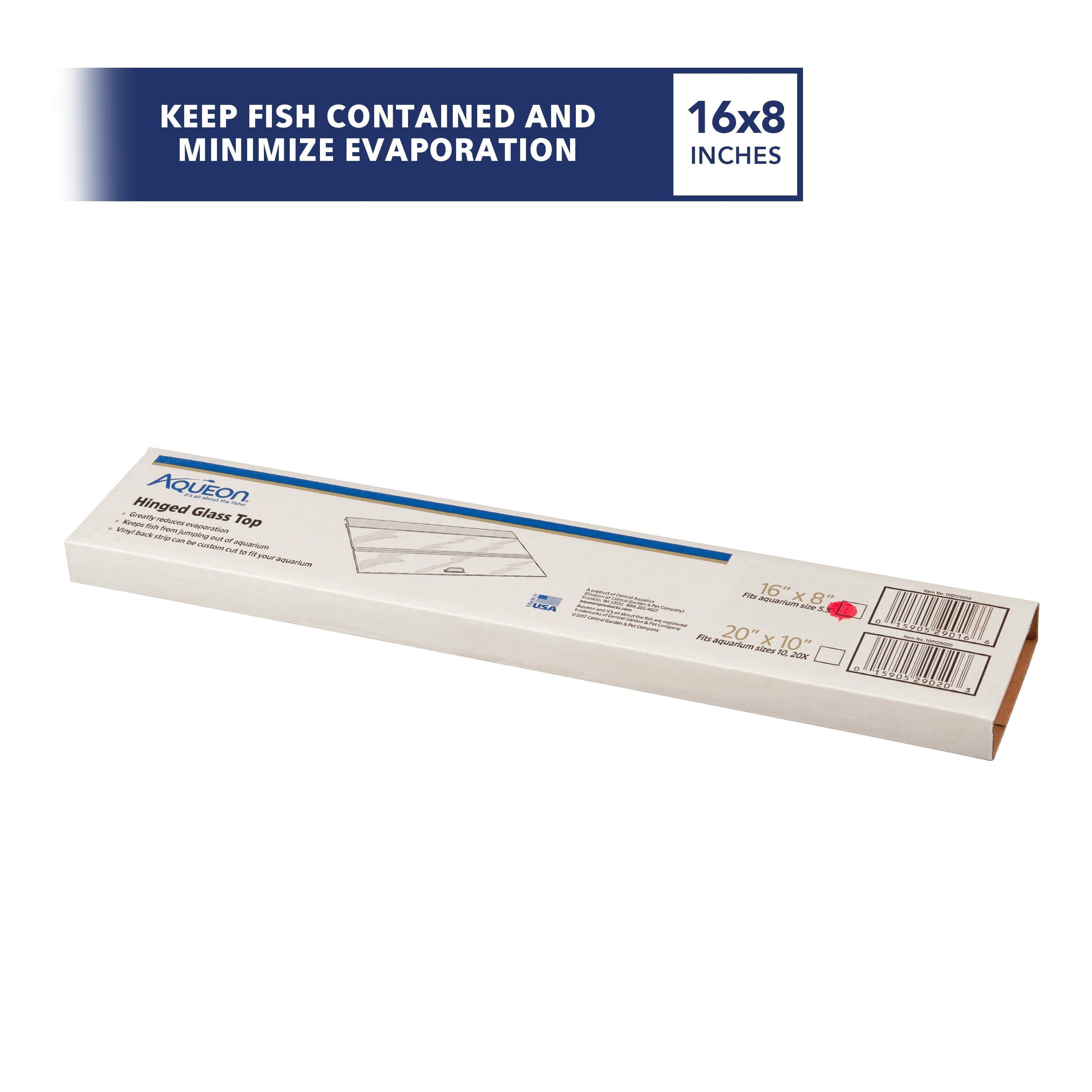 Aqueon Hinged Glass Tops Standard 1-piece 16 X 8 in (5.5gal)