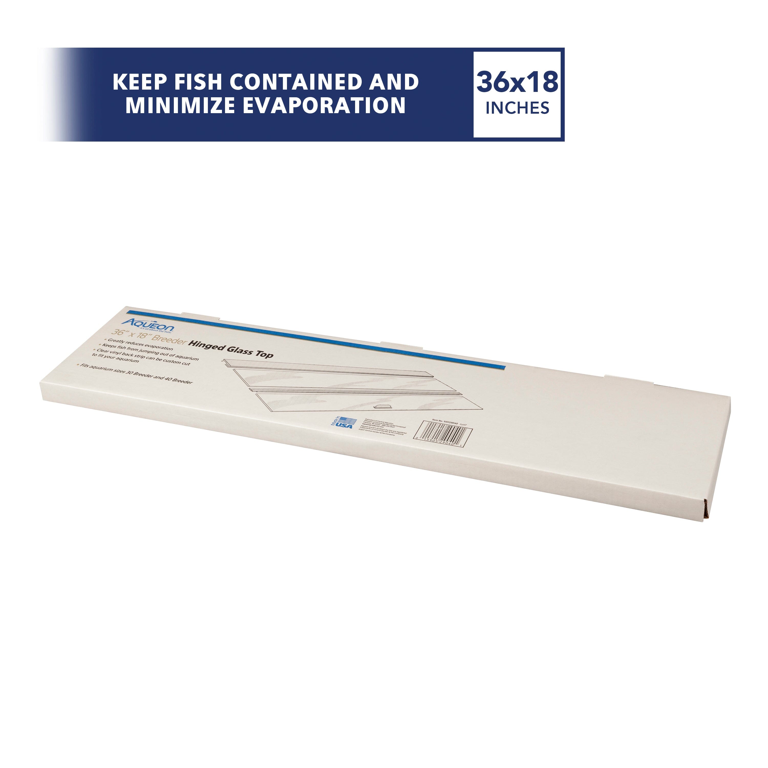 Aqueon Hinged Glass Tops Standard 1-piece - 36 X 18 in (30gal Breeder & 40gal breeder)