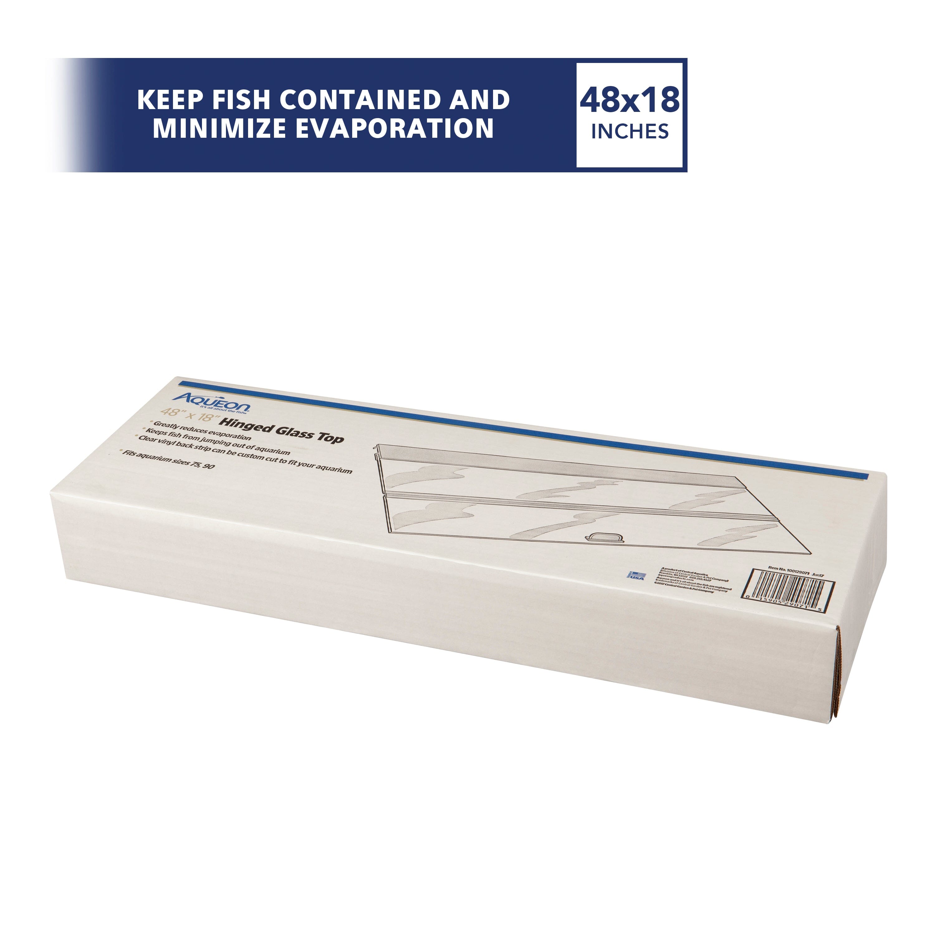 Aqueon Hinged Glass Tops Standard 1-piece - 48 X 18 in (75gal & 90gal)