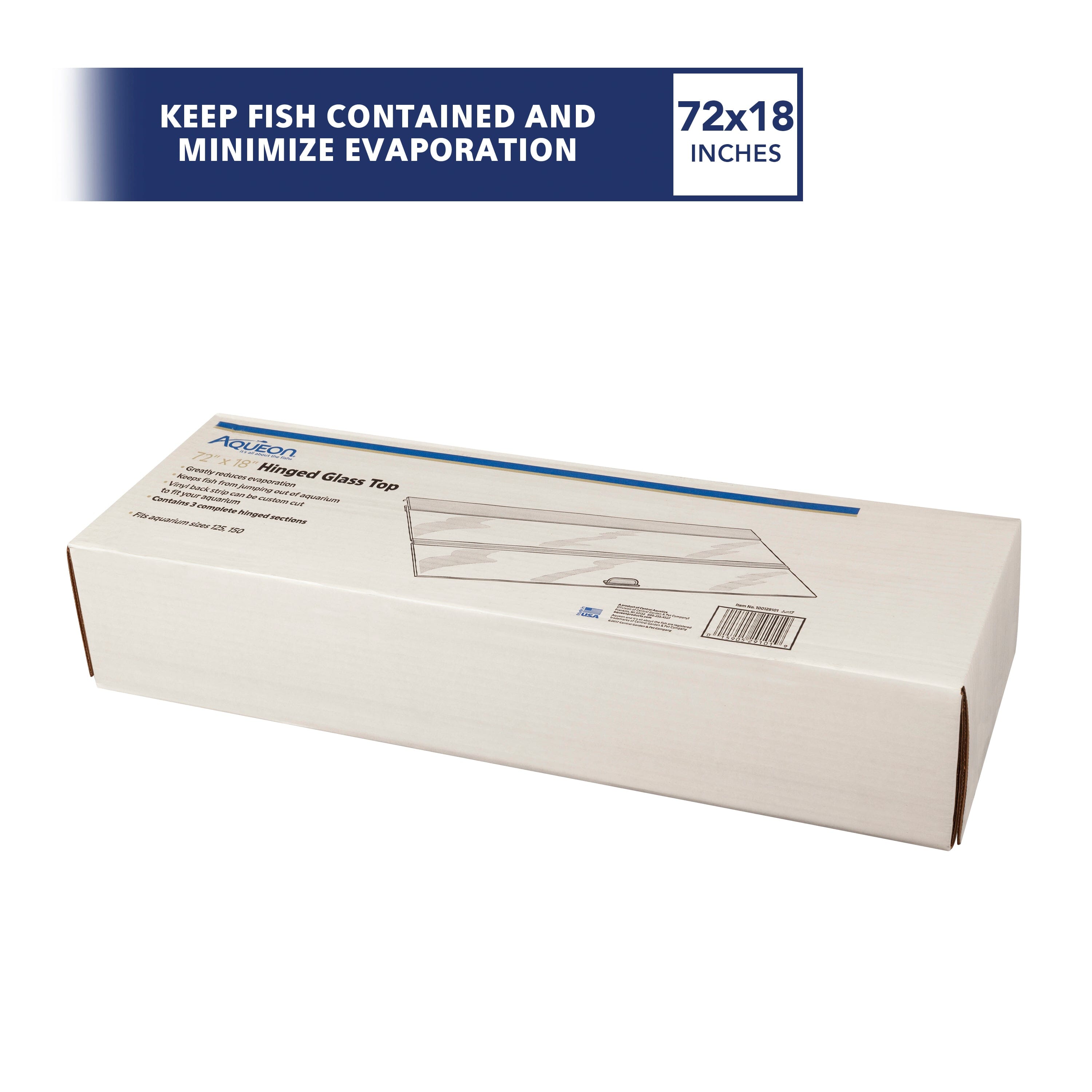 Aqueon Hinged Glass Tops Standard 1-piece - 72 X 18 in (125gal & 150gal)